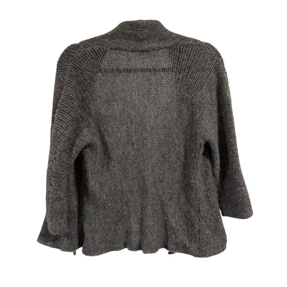 Eileen Fisher Silver Metallic Alpaca Wool Open Sweater Cardigan Size S - Picture 5 of 8